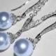 Light Blue Pearl Jewelry Set, Swarovski 8mm Blue Pearl Earrings&Necklace Set, Wedding Blue Drop Pearl Bridal Set, Bridesmaids Jewelry, Prom