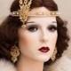 Gold Flapper Headband Great Gatsby Headband Daisy Buchanan Costume Roaring 1920's Jewelry Headpiece