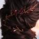 Bridal Hair Vine-Wedding hair vine-Rose gold hair vine - Long hair vine- Red Pearl hair vine-Bohemian bridal headpiece-Hair vine for bride