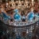 Wedding blue Crown gold 18 k /  Swarovski Crystal Royal Diadême, CROWN ICE BLUE
