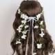 Delicate White Cascade Flower Crown, Wedding Flower Crown, Cascading Floral Crown, Floral Headband, Flower Girl, First Communion, Woodland