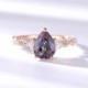 Vintage Alexandrite engagement ring moissanite ring Pear shaped ring rose gold ring art deco ring promise unique anniversary ring