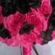 Wedding Bouquet, Bridal Bouquet, Bridesmaid Bouquet, Silk Flower Bouquet, Wedding Flowers, 17 Piece Package, Fuchsia, Black, Lily of Angeles