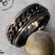 Men's Black Chain Spinner Promise Ring Custom Engraved