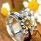 Sunflower Spinner Ring, Sterling Silver Ring for Women, Nature Ring, Wide band Fidget Ring