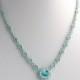 Aqua Beadwork Necklace with Light Turquoise Swarovski Crystals , Seed Beads and Sterling Silver Clasp