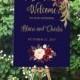 Welcome Wedding Sign Template, Navy, Burgundy and Pink Floral Welcome Sign Printable, Rustic Welcome to our Wedding Sign Instant Download