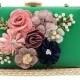 BALAJI COLLECTION Handicraft Party Wear Beautiful Flower Box Clutch Bag Purse, Size 8x5 inches For Bridal, Casual, Party, Wedding