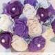 Wood Flower Wedding Bouquet / Bridal Bridesmaid Bouquet / Wooden Sola Wood Flowers / Purple Lavender Violet White