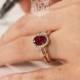 Ruby Engagement ring, Floral engagement ring with natural diamonds made in 14k rose gold
