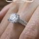 Moissanite ring 3ct cushion diamond equivalent Forever one Moissanite engagement ring under halo hidden halo of natural diamonds 14k gold