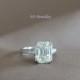 Moissanite ring, 4.9ct emerald cut NEO Moissanite engagement ring with natural diamonds in solid 14k or 18k gold