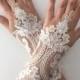 Ivory gold Wedding Gloves, Bridal Gloves, Ivory lace gloves, Handmade gloves, Ivory bride glove bridal gloves lace gloves fingerless gloves