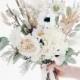 Vintage White Wedding Bouquet, Eucalyptus Wedding bouquet /Ivory Bouquet / Silk Eucalyptus bouquet, Preserved Bunny Tail / Ready to Ship