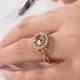 Morganite engagement ring, Floral engagement ring with natural diamonds made in 14k rose gold