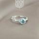 Aquamarine Engagement ring, Aquamarine and diamond Engagement ring, Floral engagement ring in solid 14k white, yellow, or rose gold