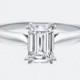 Classic Emerald Cut Moissanite Diamond Single Stone Setting 9K,14K,18K White Gold Certified Ring For Women With A Certificate