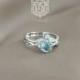 Aquamarine engagement ring set , Aquamarine and diamond engagement ring set made in solid 14k rose gold, white gold, or yellow gold