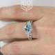 Aquamarine Engagement ring, Floral engagement ring with natural diamonds made with your choice of 14k white gold, yellow, or rose gold
