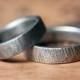 Rustic wedding ring set, silver bark rings, wedding band set, ethical wedding, matching wedding band sets, recycled silver, made to order