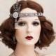 Black Flapper Headband Great Gatsby Headband Art Deco Flapper Headpiece Roaring 1920's Art Deco Jewelry Earrings