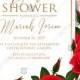 Bridal shower invitation Red rose wedding marble background card template PDF 5x7 in editor