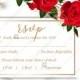 RSVP wedding invitation Red rose marble background card template PDF 5x3.5 in PDF editor