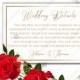 Wedding details card invitation Red rose marble background card template PDF 5x3.5 in wedding invitation maker
