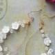 Bridal statement earrings with porcelain flowre and crystals, PFP-003