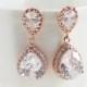 Rose Gold Crystal Earrings, Rose Gold Bridal Jewelry, Special Occasion Vintage Style Drop Earrings