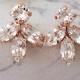 Rose gold Bridal earrings,Clear crystal stud earrings,Bridesmaid gift,Petite crystal earrings,white Cluster earring,Vintage Bridal earrings