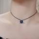 Nana Lapis Lazuli Black Chain Choker Necklace, Gemstone Amethyst Onyx Chips Boho Choker, Aura Crystal, Healing Stone Jewelry, Adora Atelie