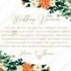 Wedding details card invitation peach peonies, sakura, blooming in Chinese style PDF 5x3.5 in PDF maker