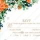 RSVP card wedding invitation peach peonies, sakura, blooming in Chinese style PDF 5x3.5 in wedding invitation maker