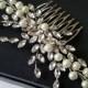 Bridal Hair Comb, Crystal Pearl Hair Piece, Ivory Pearl Floral Hairpiece, Wedding Hair Jewelry, Bridal Headpiece, Wedding Crystal Hairpiece