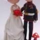 Wedding cake topper - US Marine wedding topper - Alice in wonderland wedding clay miniature