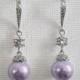 Lavender Pearl Wedding Earrings, Swarovski Pearl Chandelier Earrings, Lilac Pearl Bridal Earrings, Lavender Bridesmaid Jewelry Prom Earrings