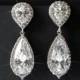 Cubic Zirconia Bridal Earrings, Teardrop Crystal Earrings, Chandelier Wedding Earrings, Halo Silver Sparkly Earrings, Crystal Bridal Jewelry