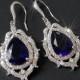 Navy Blue Large Crystal Bridal Earrings, Wedding Sapphire Teardrop Earrings, Bridal Jewelry, Blue Chandelier Earrings, Statement Earrings