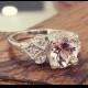 Vintage Engagement Ring Pink Morganite 14k White Gold, Unique Engagement Ring For Women, Art Deco Ring