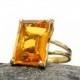 Gold ring,Citrine ring,November birthstone ring,rectangle cocktail ring,gold statement ring,promise ring