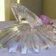 Cinderella Slipper with Iridescent Pillow Bowl & Oleg Cassini Crystal, Cinderella Wedding Reception Shower Centerpiece Table Decoration