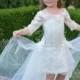 Ivory flower girl dress Lace girls party dress Toddler Birthday Princess Girls wedding dress Communion Special occasion off shoulder
