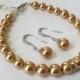 Golden Pearl Jewelry Set, Wedding Earrings&Bracelet Pearl Set, Swarovski Bright Gold Silver Set, Wedding Yellow Pearl Jewelry Bridal Jewelry