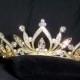 Gold rhinestone pearl tiara, bridal tiara, princess tiara, birthday tiara, gold tiara, Quenceanera tiara, gold crown, rhinestone tiara,