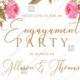 Engagement party wedding invitation set pink garden peony rose greenery PDF 5x7 in invitation editor