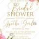 Bridal shower wedding invitation set pink garden peony rose greenery PDF 5x7 in invitation maker