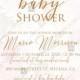 Baby shower wedding invitation set pink garden peony rose greenery PDF 5x7 in