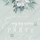 Engagement party wedding invitation set white anemone menthol greenery berry PDF 5x7 in invitation editor