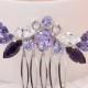 Purple Bridal hair comb, Ayumi, bridalhair comb, purple headpiece, Wedding headpiece, Leaf headpiece, Swarovski crystal hair comb